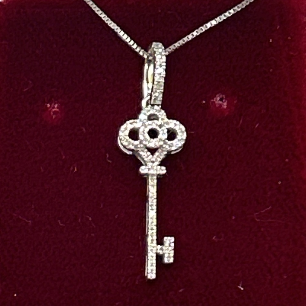 **HOST PICK** STUNNING Diamond & White Gold Key Necklace - Picture 1 of 13